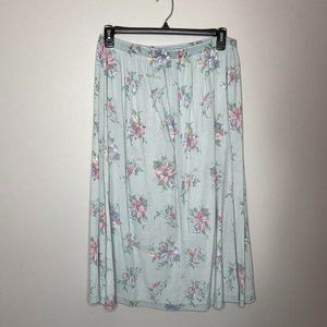 Vintage 90's Mint Green Floral Skirt, Cricketland, Size XL